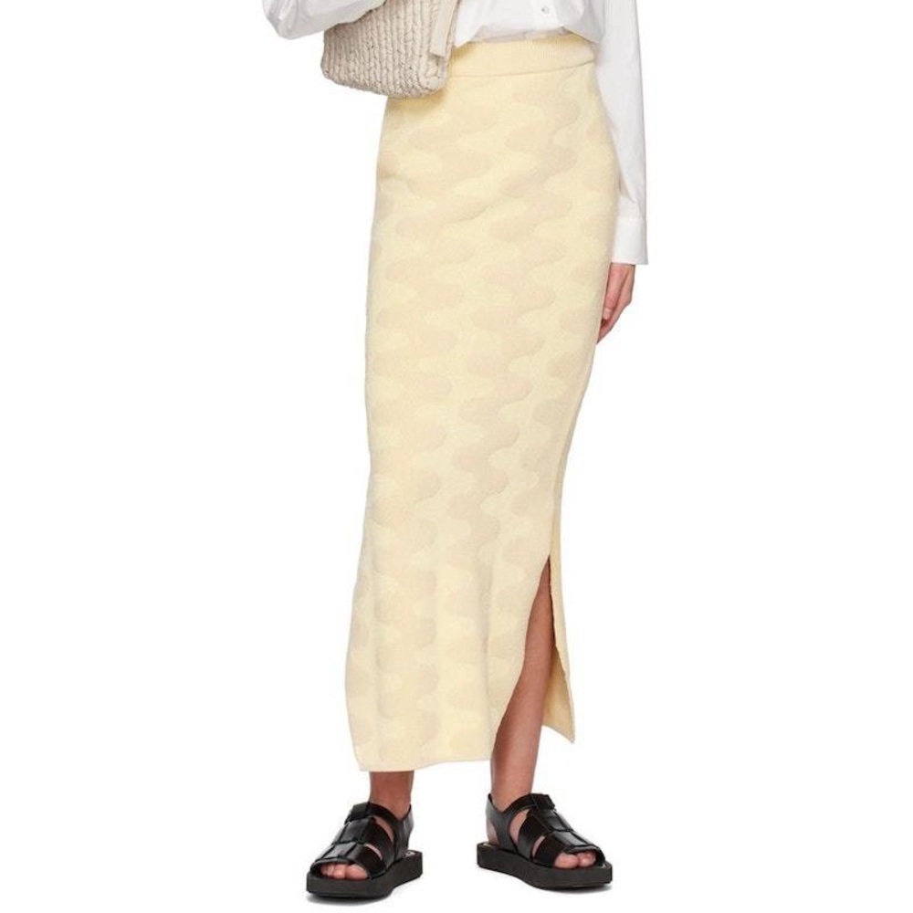 🔖NWT Nanushka Bria Creme Tubular Jacquard Mid Length Skirt
